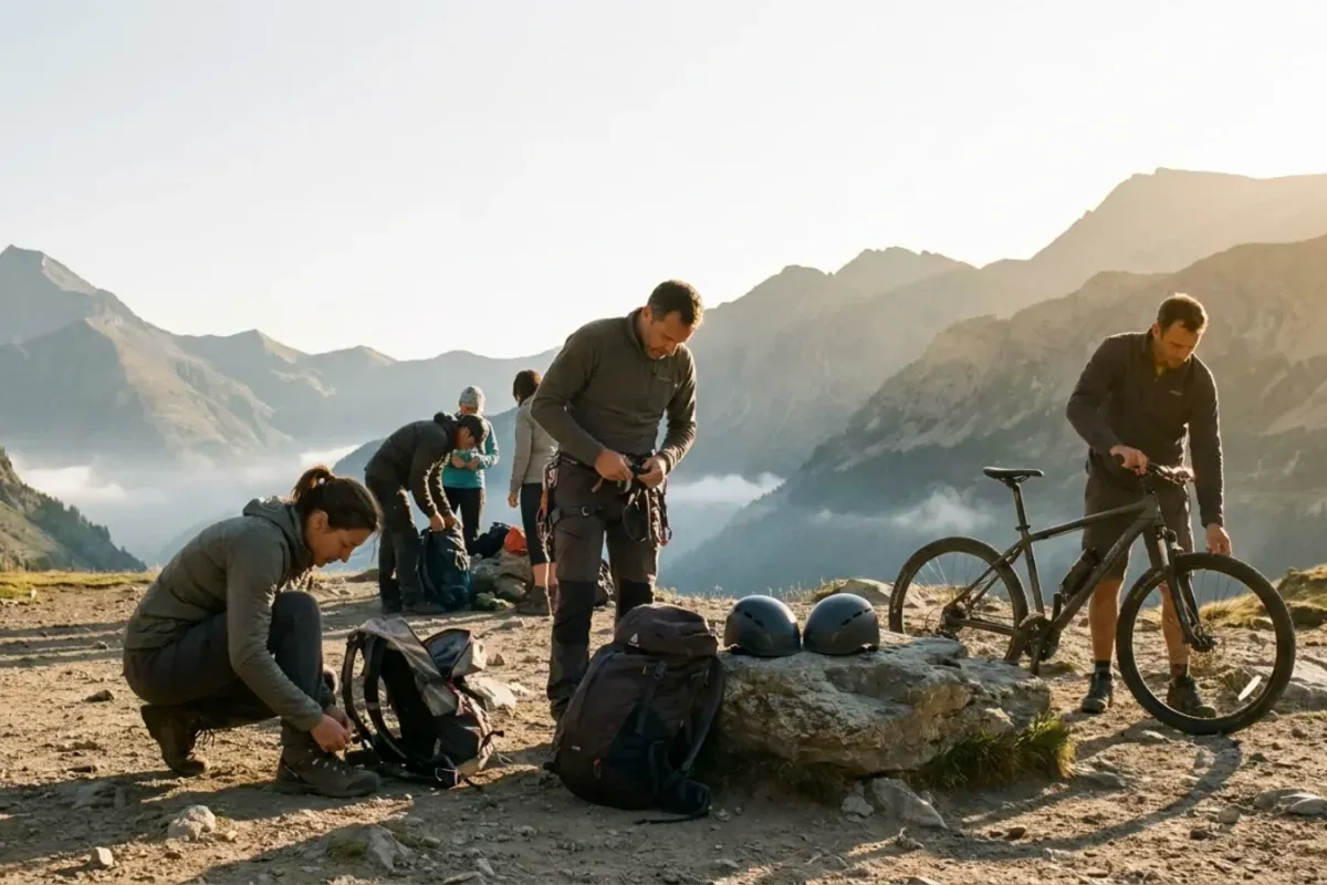 Sportifs en montagne dans la vallée d’Aure