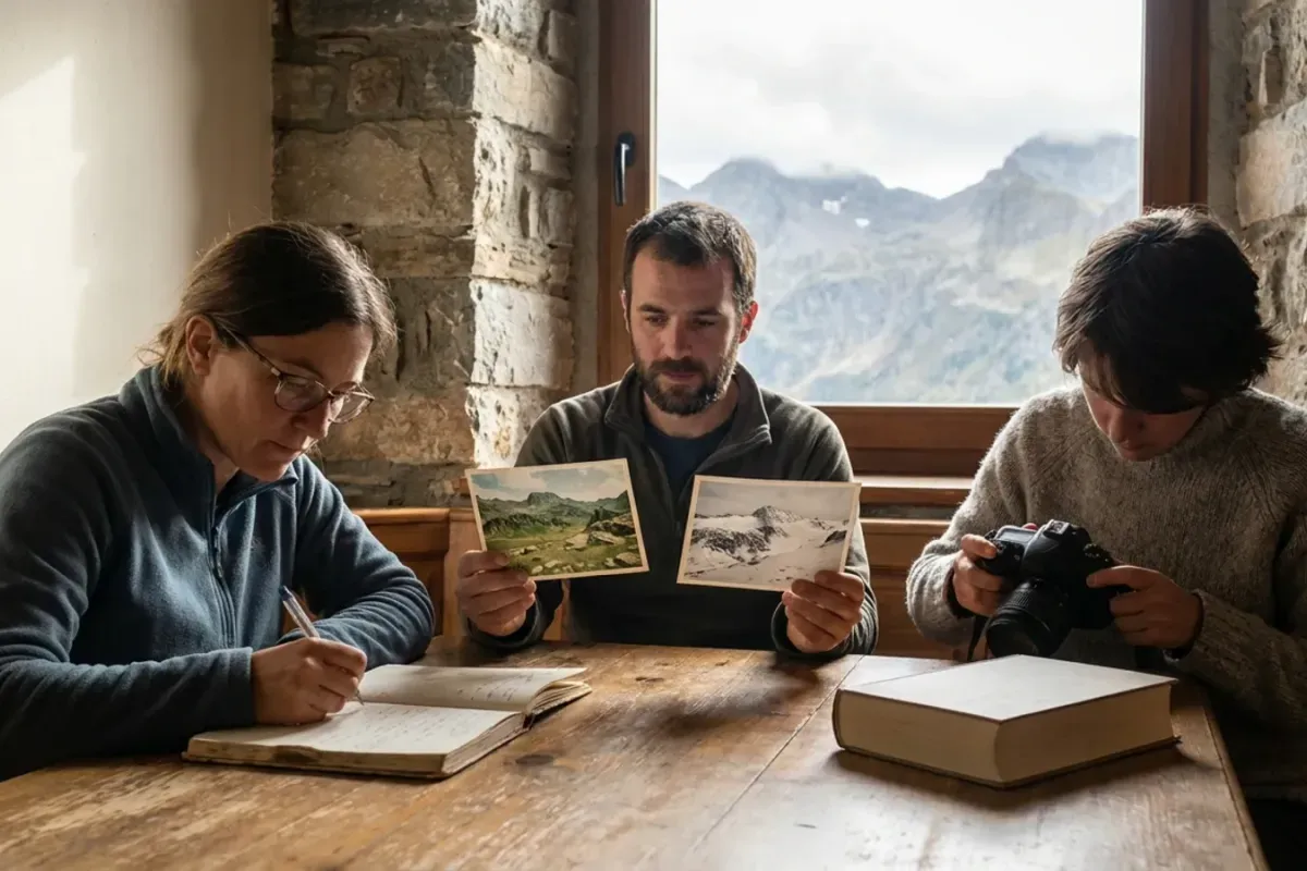 Des voyageurs consultent des conseils pour préparer leur séjour dans les Pyrénées