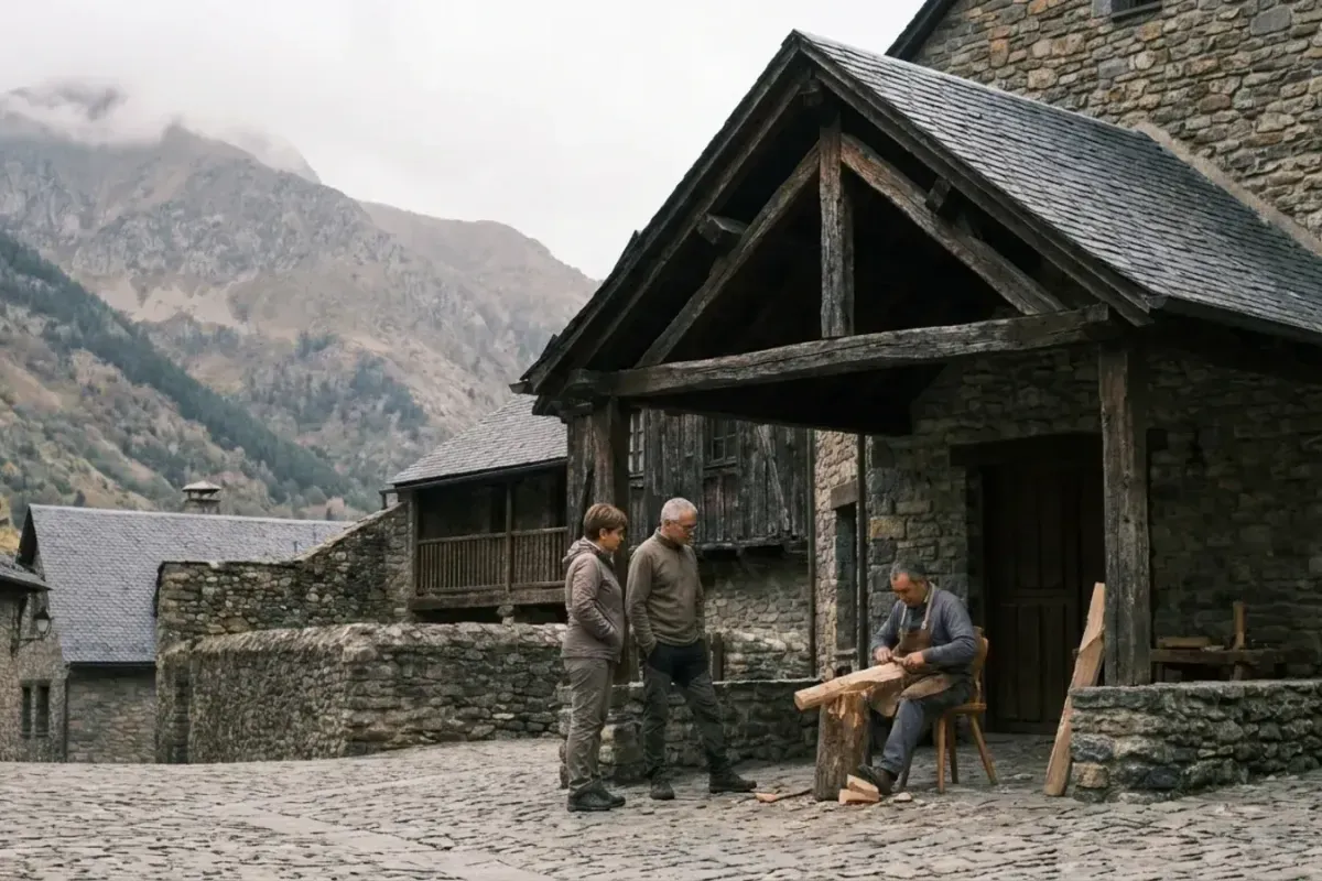 Présentation d’un savoir-faire artisanal dans un village des Pyrénées
