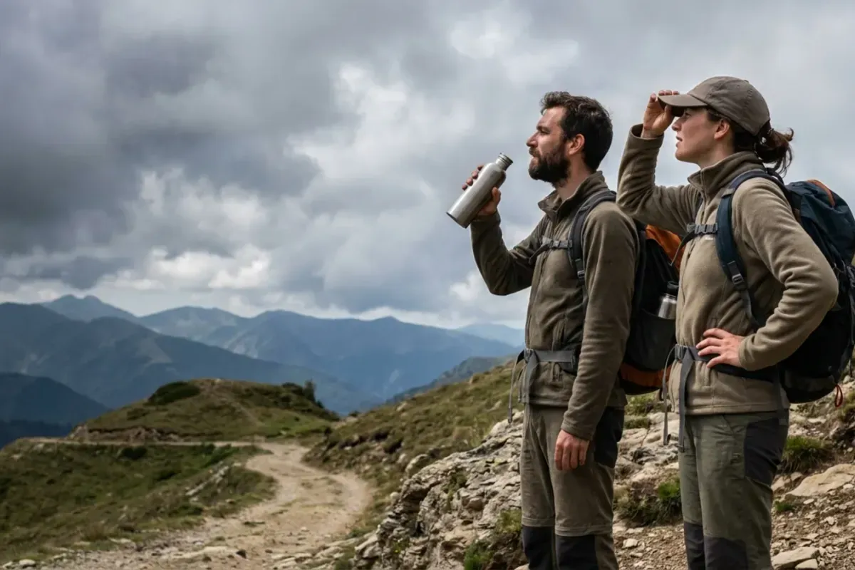 Randonneurs sur un sentier de montagne dans la vallée d’Aure